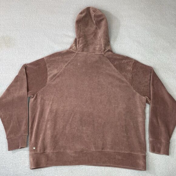 Zella Peacoat Hoodie Kangaroo Pocket Women's XL Pink Drawstring Ribbed Pattern - Picture 4 of 13